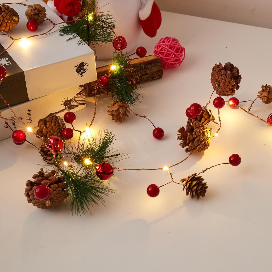 Led Copper Wire Lamp Christmas Pinecone Colored Lamp